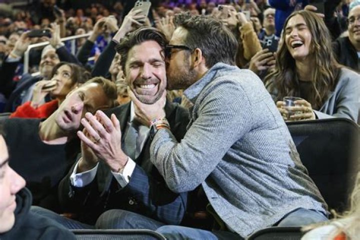 
Ryan Reynolds Gives New York Rangers Legend Henrik Lundqvist a Kiss on the Cheek 